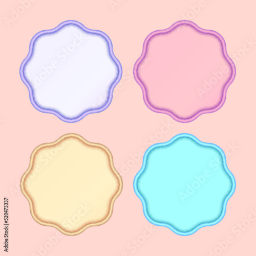 Set of four octagonal 3d shape, text box and banner for infographic design