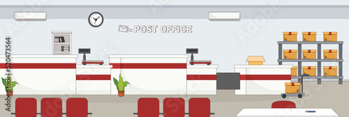 Cute and nice design of Post Office with furniture and interior objects vector design