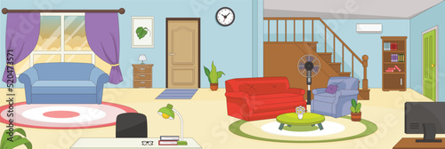 Cute and nice design of Room with furniture and interior objects vector design