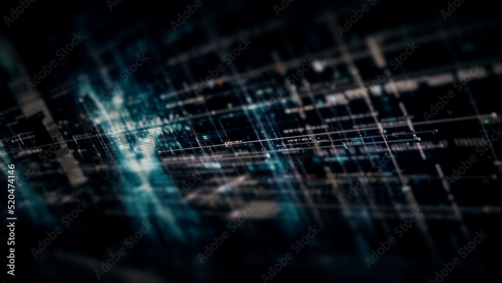 Futuristic abstract de-focus flowing data matrix, meta, metaverse, telemetry and encrypt numbers display with particles simulation in cyber space environment for head up display background Futuristic abstract de-focus flowing data matrix, meta, metaverse, telemetry and encrypt numbers display with particles simulation in cyber space environment for head up display background