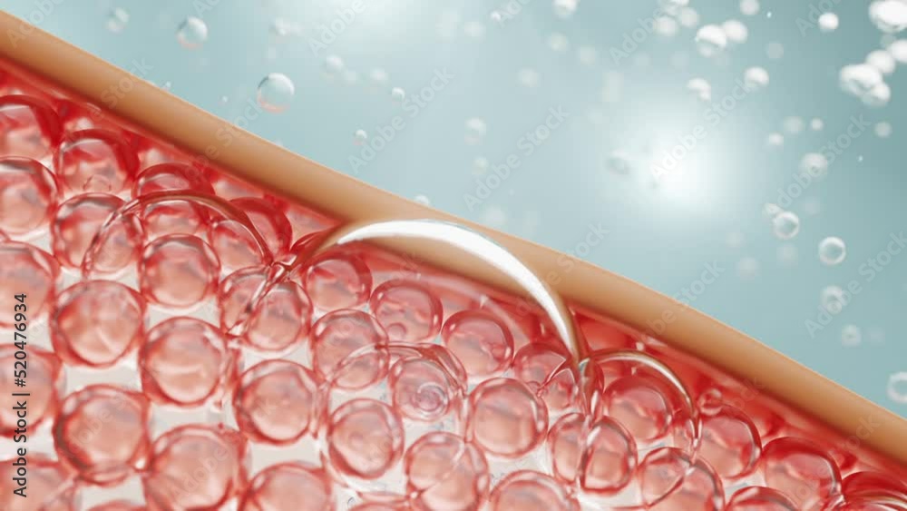 Animation serum molecule through the skin layer and reduce up saggy skin of the skin cell. Serum for lightening Dark skin tone changed to bright and repair wrinkles. 