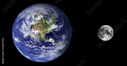 Fototapeta Naklejka Na Ścianę i Meble -  Earth and Moon System view from space. Elements of this picture furnished by NASA