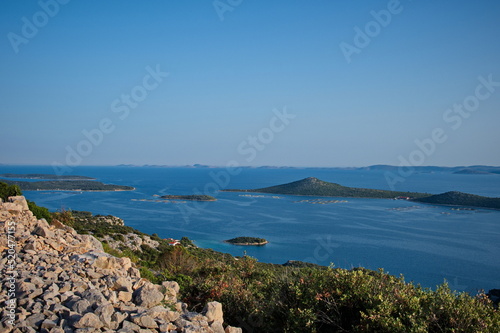 Scenic view of islands in Adriatic sea from the top of the hill © Vedrana