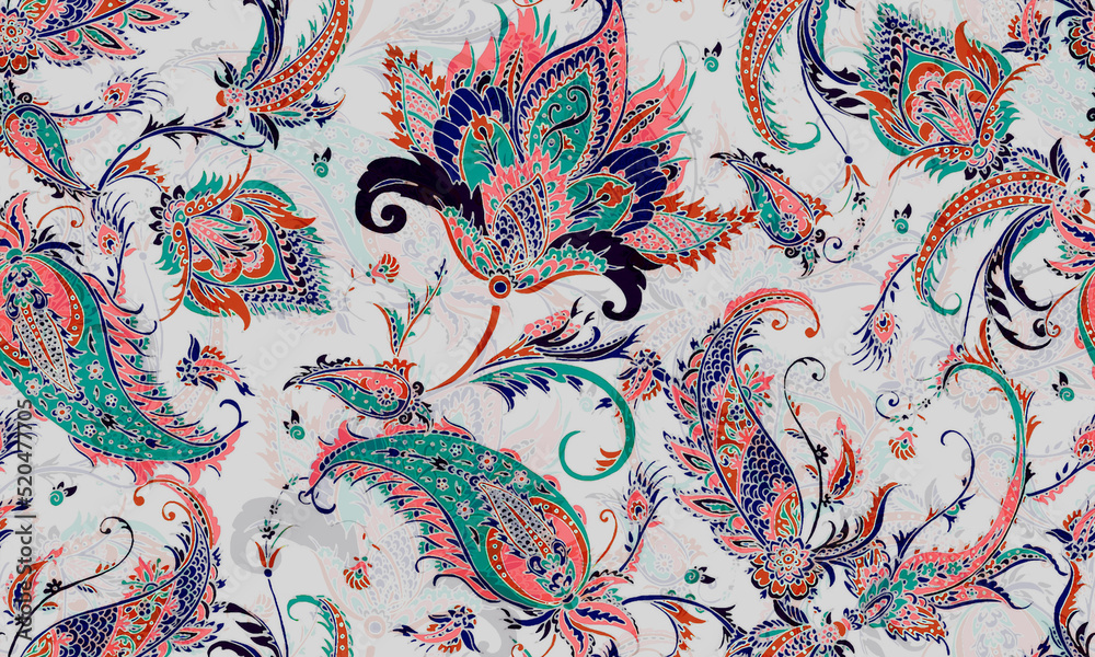 Obraz premium Digital textile kalamkari Allover pattern design