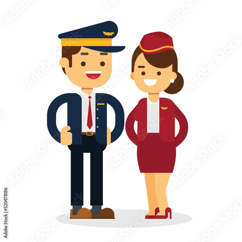 Pilot, Capitan , Flying Attendants ,air Hostess charater