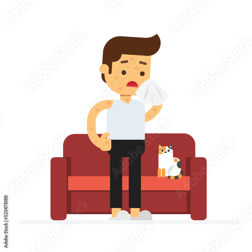 man suffer of cough and asthma symptoms at home