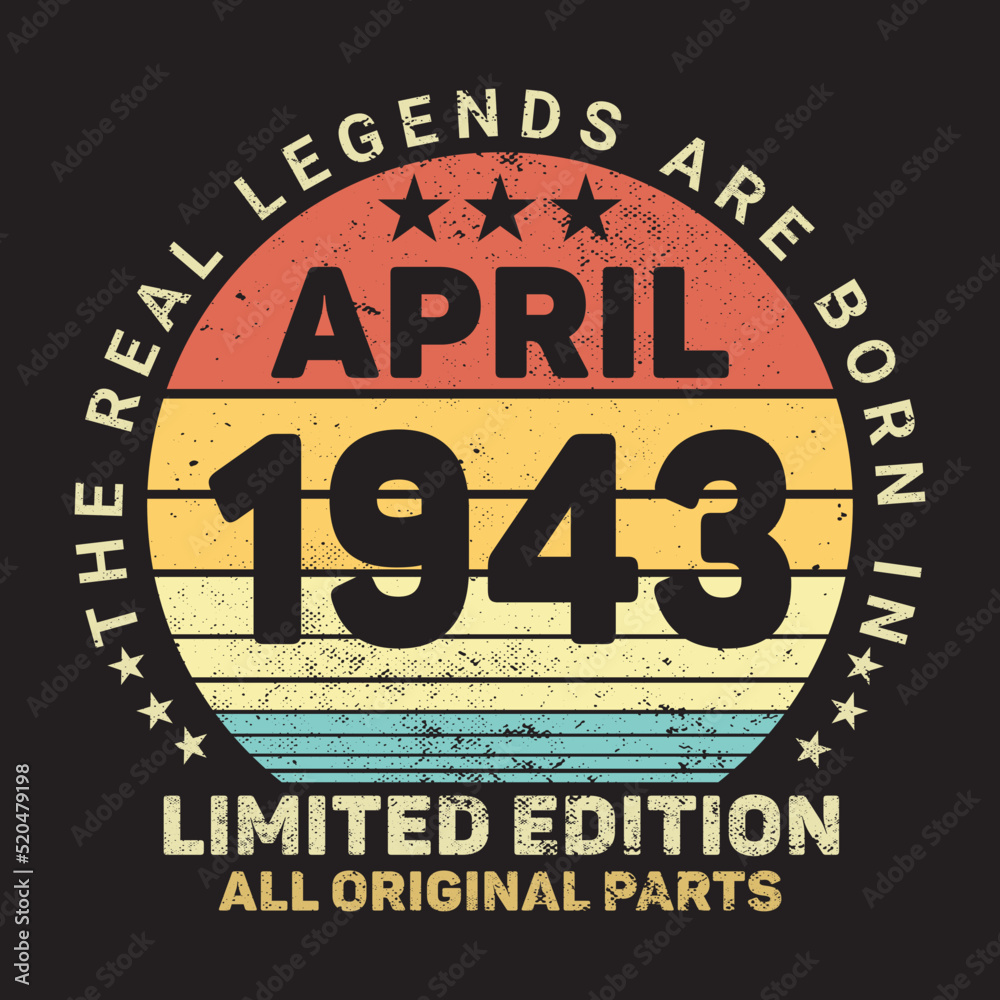 The Real Legends Are Born In April 1943, Birthday gifts for women or men, Vintage birthday shirts for wives or husbands, anniversary T-shirts for sisters or brother The Real Legends Are Born In April 1943, Birthday gifts for women or men, Vintage birthday shirts for wives or husbands, anniversary T-shirts for sisters or brother