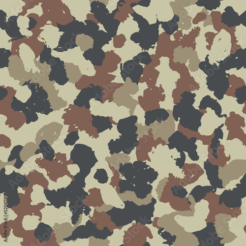 Abstract grunge military camouflage background. Seamless camo pattern for army clothing. Beige, brown color texture. Vector wallpaper