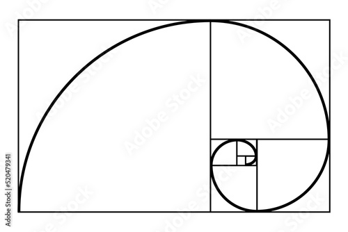    Golden section. Circle of the Fibonacci sequence. Spiral geometric shapes. Vector illustration
