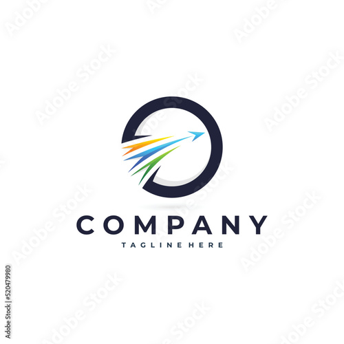 circle logo with fast arrow concept