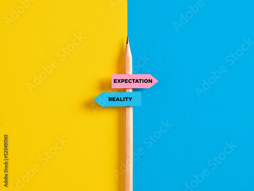 Reality vs expectation contrast or choice. photo