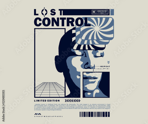 Retro illustration of People lost control and get trauma t shirt design, vector graphic, typographic poster or tshirts street wear and Urban style