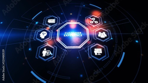 Business, technology, internet and network concept. The future of technology. Virtual screen of the future with the inscription: customer experience.