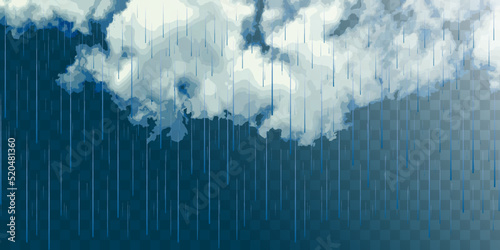 Realistic cloud and rain.Vector illustration.