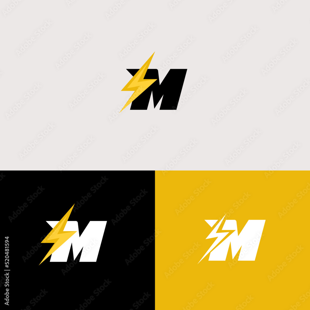 Lightning M Letter Logo vector Lightning M Letter Logo vector