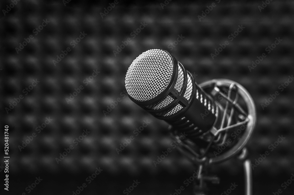 Background with a professional microphone and copy space Background with a professional microphone and copy space