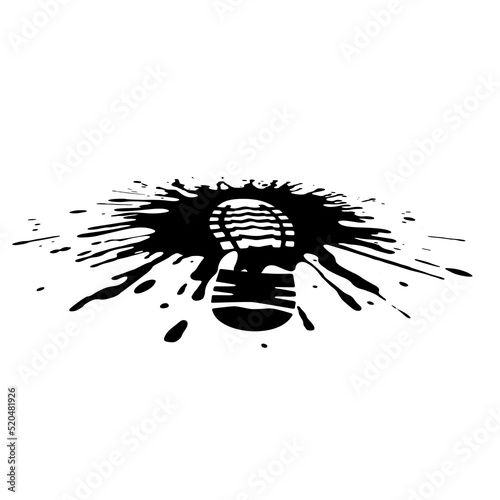 Shoe print in a puddle of mud