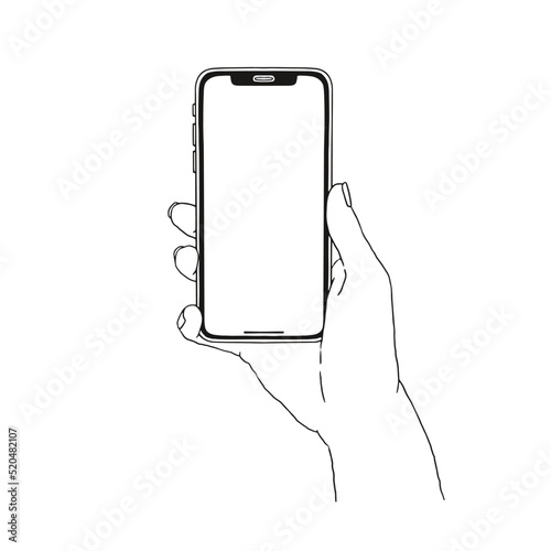 シンプルなスマホを持つ手 スマートフォンのモックアップフレーム