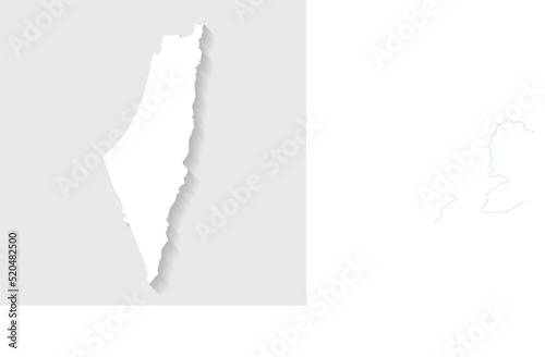 Simple white Israel map on gray background, vector