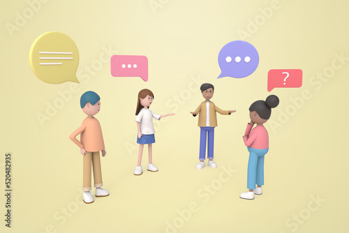 3D illustration of Smartphone with short messages