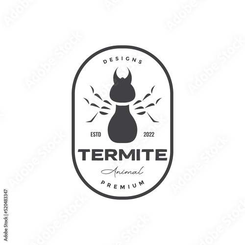 vintage badge termite insect logo design