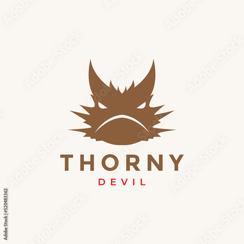 animal face thorny devil logo design