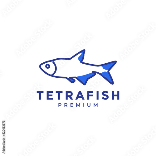 abstract blue tetra fish logo