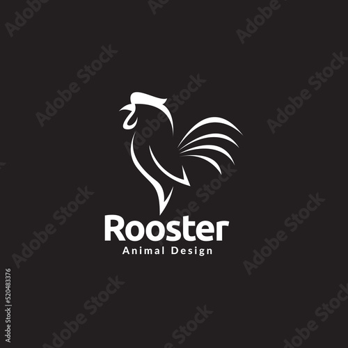 Fotografiet minimal rooster crowing modern logo design