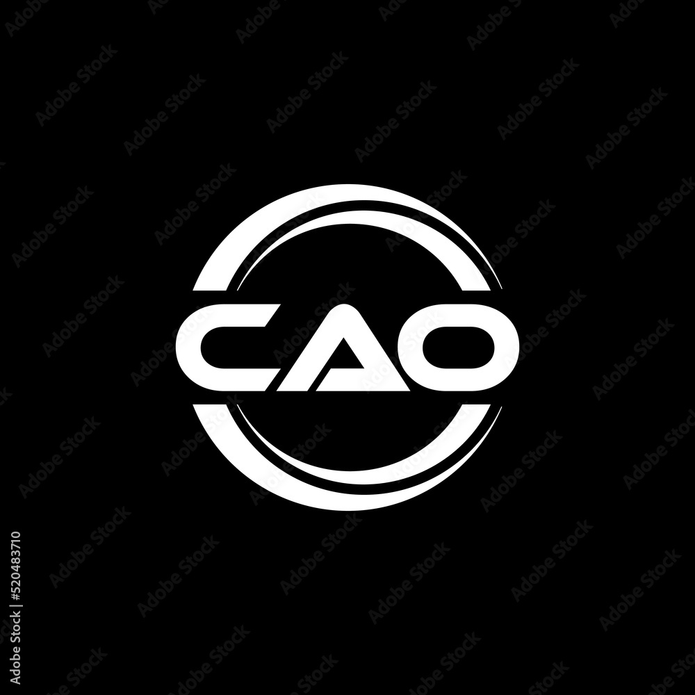 CAO letter logo design with black background in illustrator, vector logo modern alphabet font overlap style. calligraphy designs for logo, Poster, Invitation, etc.