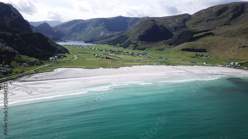 Refviksanden Beach Area Aerial View Bremanger Norway photo