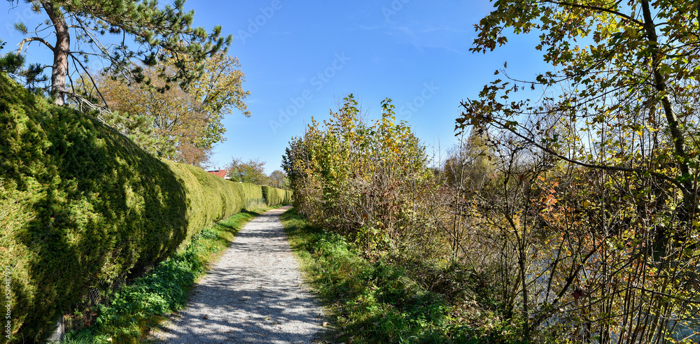 bike and walkway along Loisach river, Wolfratshausen