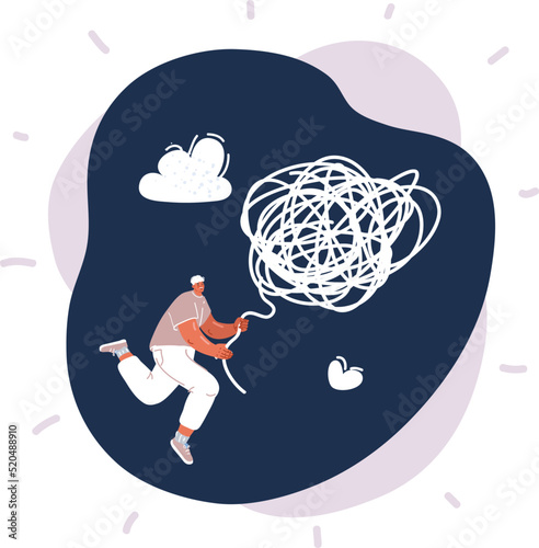 Cartoon vector illustration of tangle tangled and unraveled. Business problem solving concept