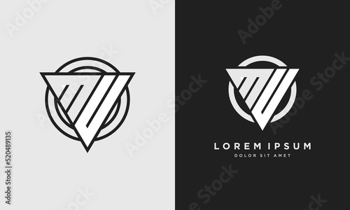 Letter MU triangle logo icon modern stylish monogram design