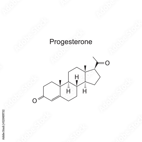 Progesterone hormone molecular structure on white background. Vector illustration.