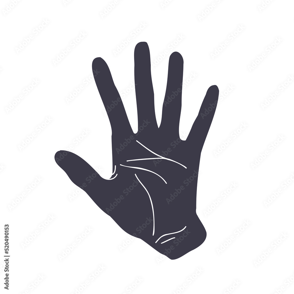 Silhouette of an open hand showing Silhouette of an open hand showing