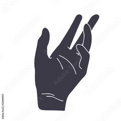 Silhouette of an outstretched open hand. Vector illustration isolated on a white