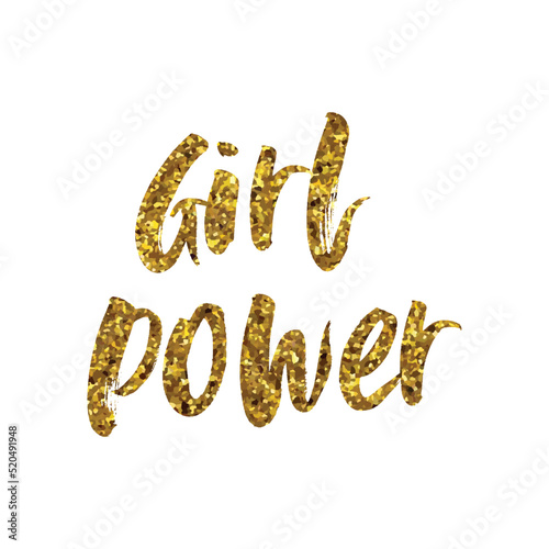 Girl Power gold glitter text lettering vector design