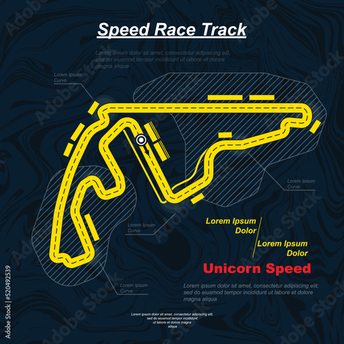 Bright yellow colour race track circuit