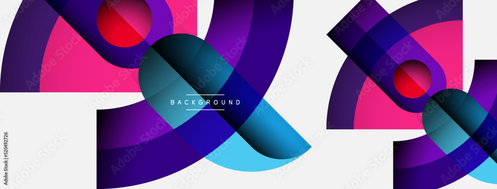Geometric abstract background. Round shapes, circles, lines composition for wallpaper banner background or landing page Geometric abstract background. Round shapes, circles, lines composition for wallpaper banner background or landing page