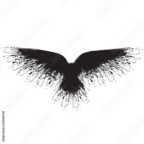 Black blots raven horizontal silhouette