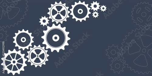 Abstract techno background with gear wheels. Vector illustration of gear mechanism.