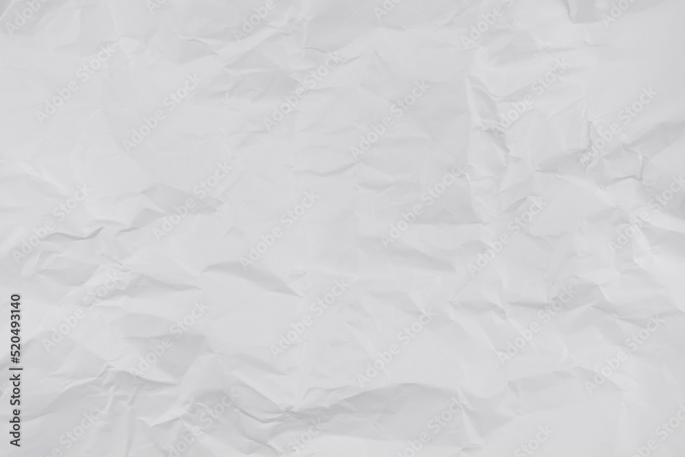 Fototapeta premium White crumpled paper texture background, clean white wrinkled paper, top view.