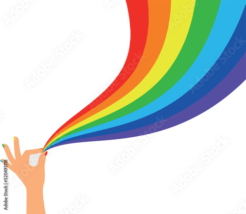  hand holding a rainbow ribbon,  the LGBT concept