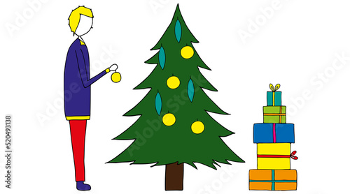 man decorating the christmas tree