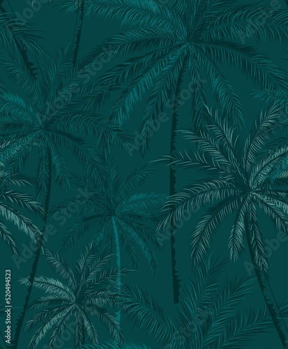 Retro Palm Vector illustration Seamless Pattern On Beige background Color, Palm Beach Pattern