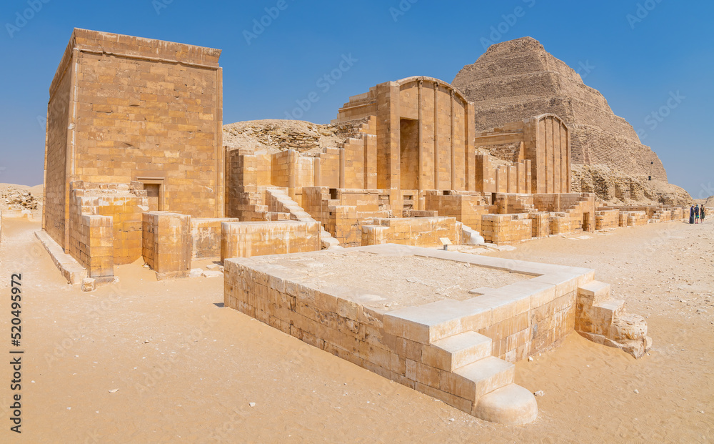 Saqqara, Egypt; August 27, 2022 - The Perimeter Wall Of The Step Pyramid, Saqqara, Egypt.