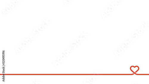 水引みたいなハート型のモチーフ付きの赤いライン - バレンタイン・恋愛・縁結びのイメージ素材 - 16:9