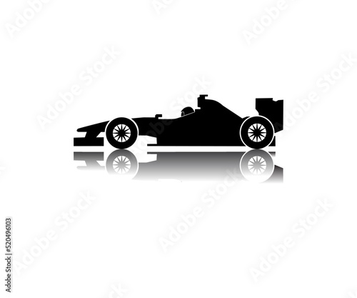 formula one vector silhouette, side view racing car, isolated on white background.
