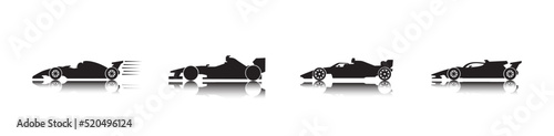 Set of race car vector silhouette