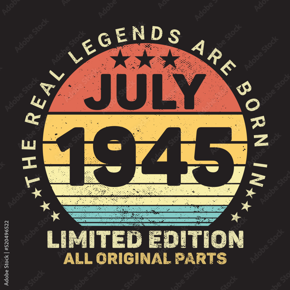 The Real Legends Are Born In July 1945, Birthday gifts for women or men, Vintage birthday shirts for wives or husbands, anniversary T-shirts for sisters or brother The Real Legends Are Born In July 1945, Birthday gifts for women or men, Vintage birthday shirts for wives or husbands, anniversary T-shirts for sisters or brother